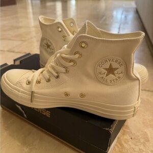 Converse All Star High-Top Sneakers cream with gold detailing